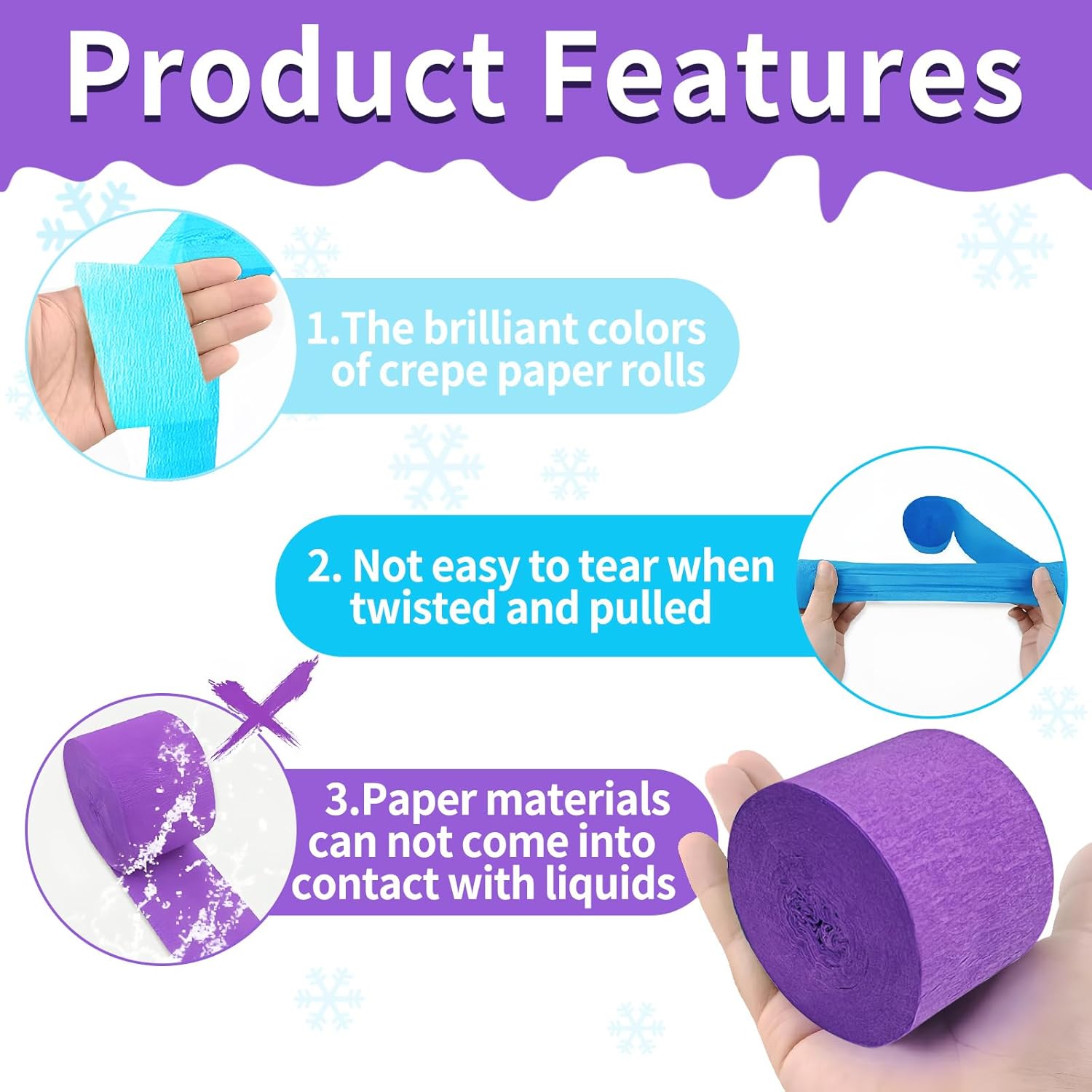 Frozen Birthday Party Decorations 8 Rolls Crepe Streamers