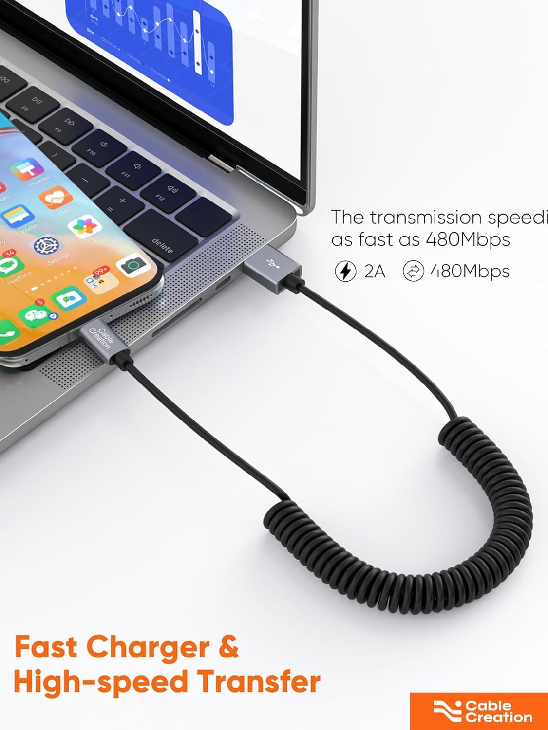 CableCreation USB C Fast Charging Coiled 2-Pack Retractable