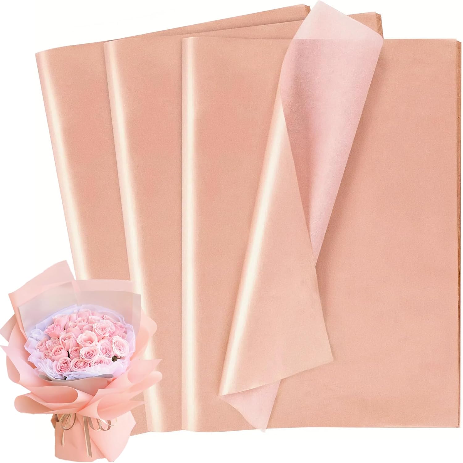 Naler 60 Sheet Champagne Tissue Paper Rose Gold for Gift Wrapping