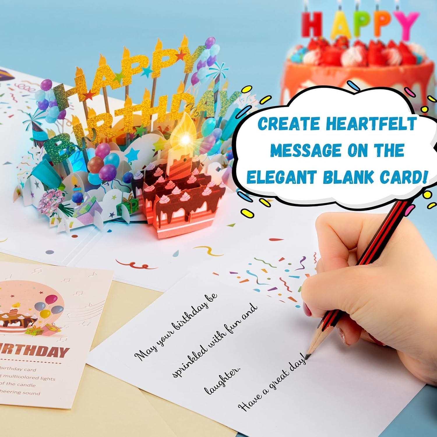 Lupow 3D Pop Up Musical Birthday Card with Lights