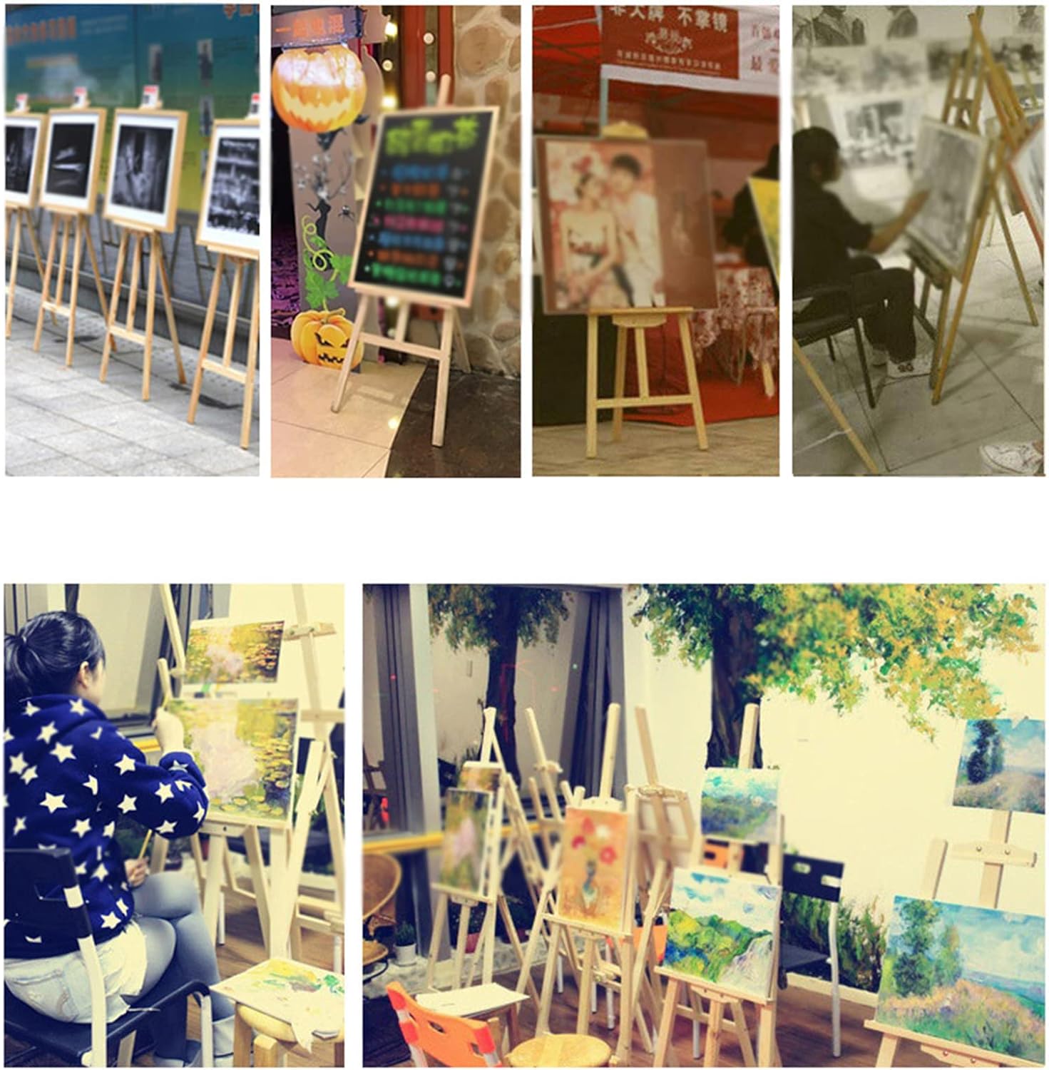 MIQXUAN 150cm A-Frame Wooden Easel Stand