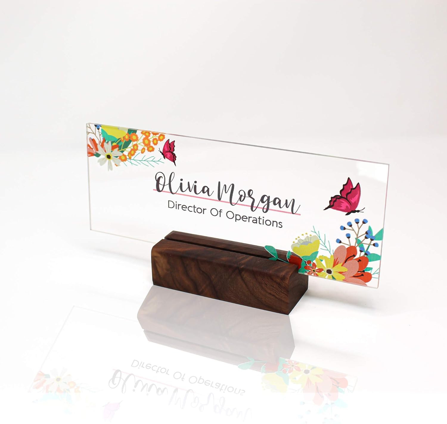 Personalized Desk Name Plate with Wood Holder