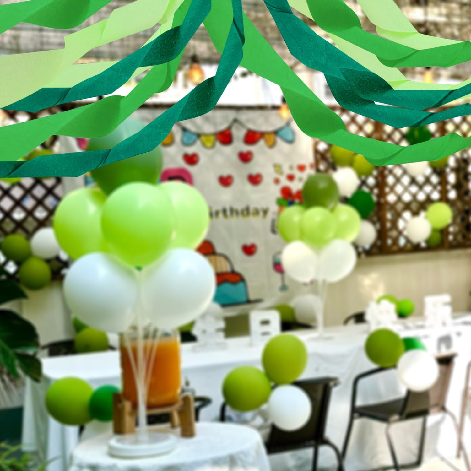PheiLa Green Crepe Paper Streamers 6 Rolls 492ft