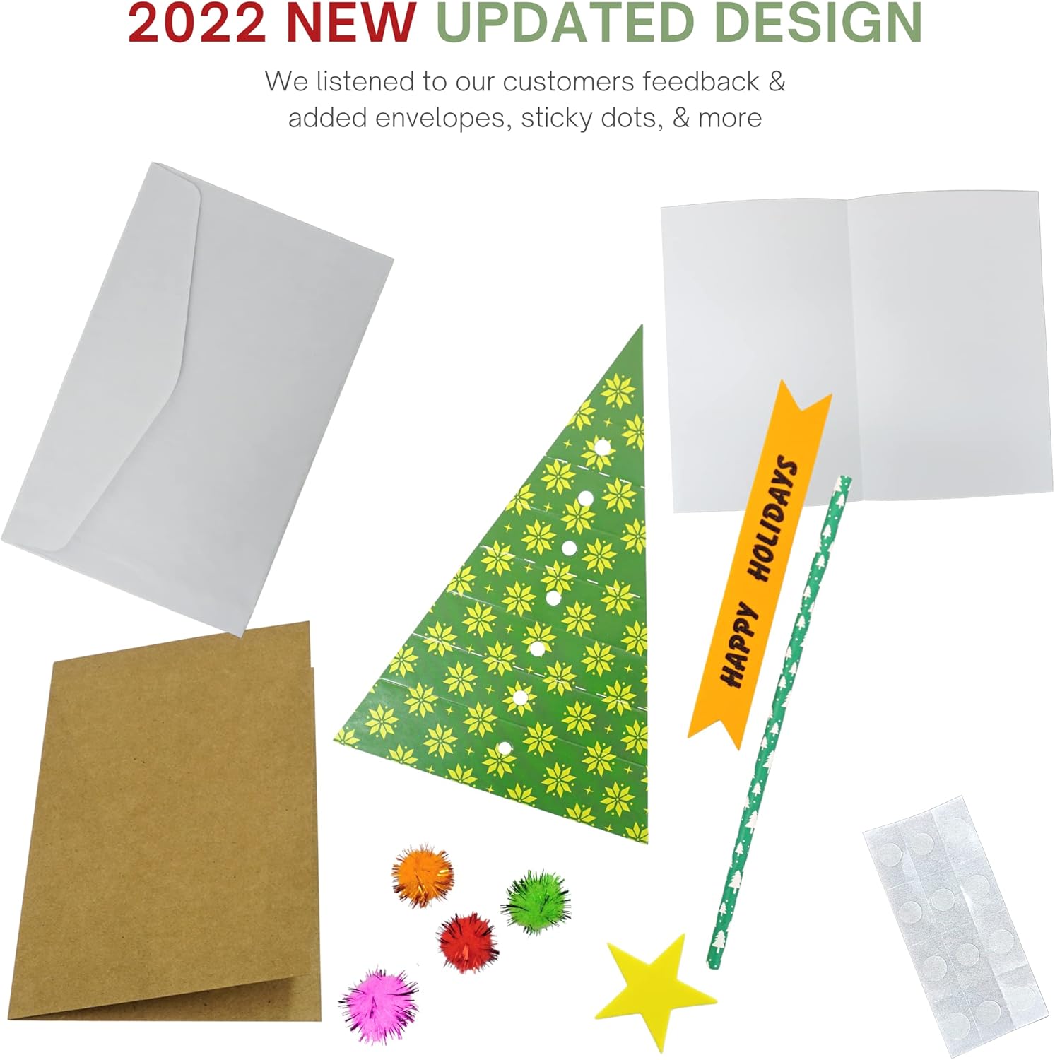 4Es Novelty Christmas Card Craft Kit for Kids 12 Pack