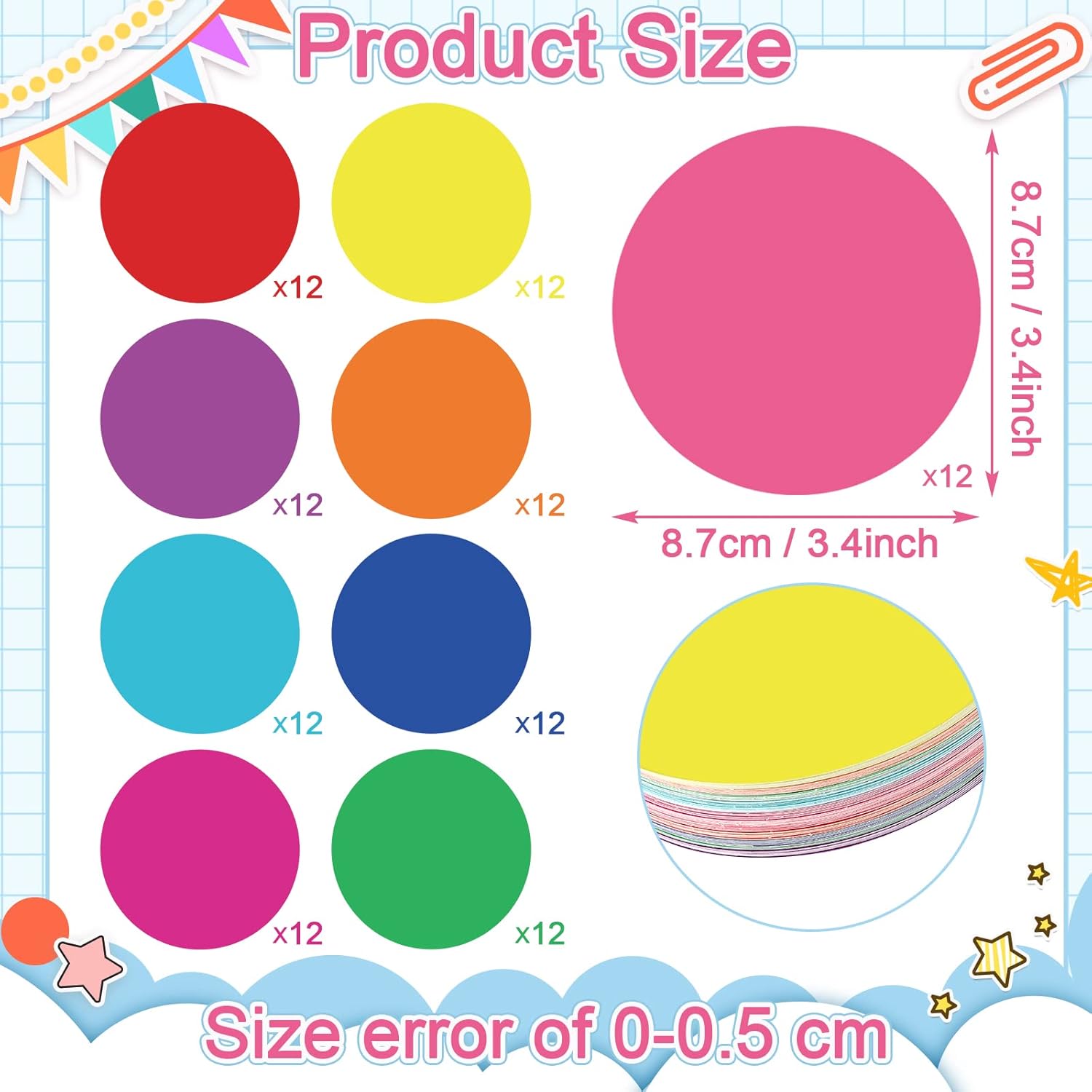Geyee 108 Pcs Circle Cutouts for Classroom Decorations