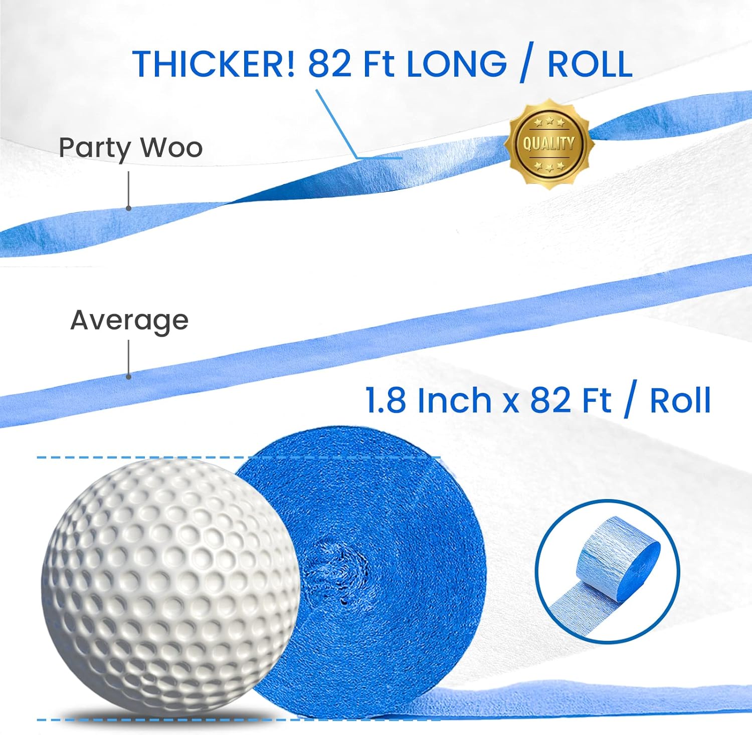 PartyWoo Crepe Paper Streamers 6 Rolls 492ft