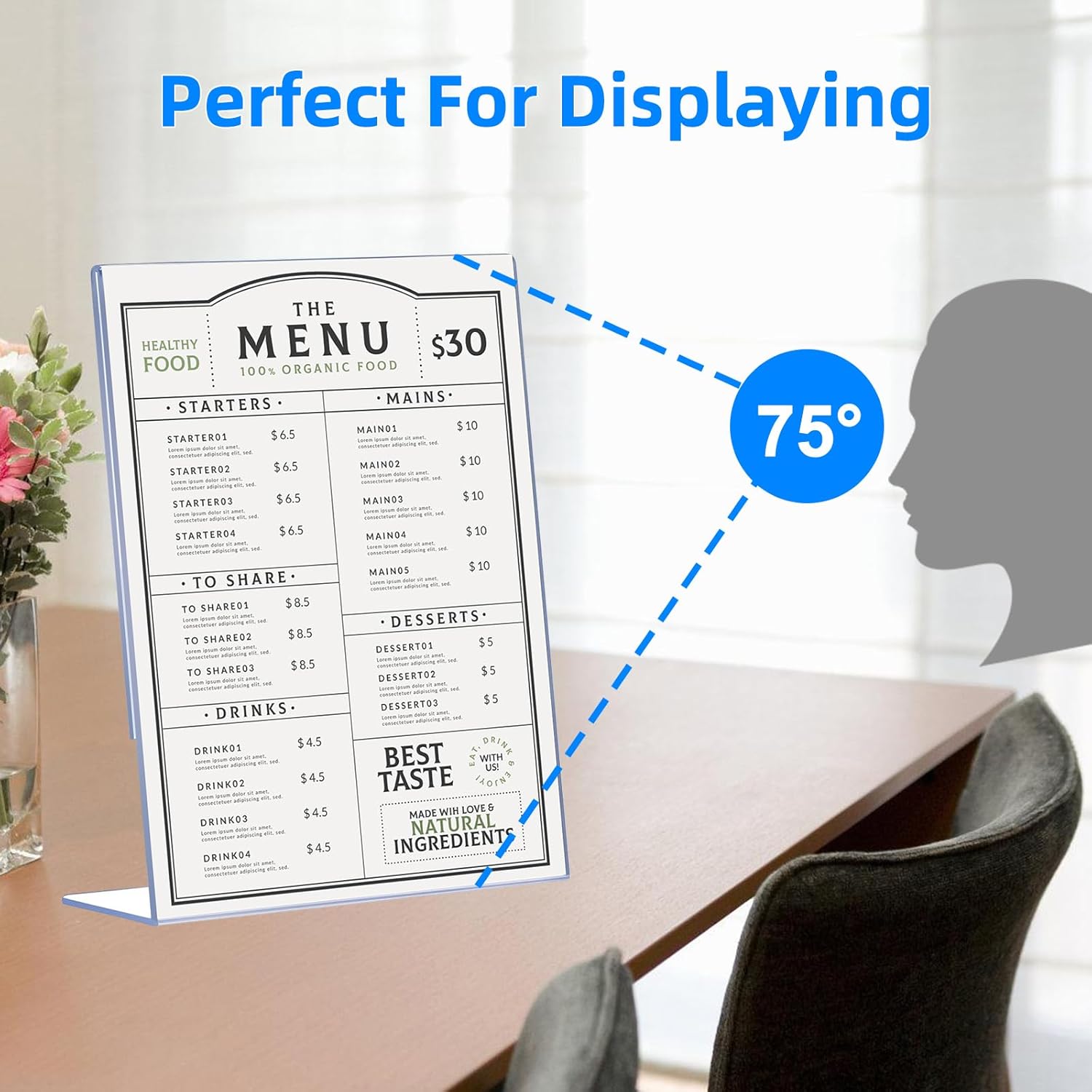 6 Pack Slanted Back Acrylic Sign Holders 4x6 for Business Use
