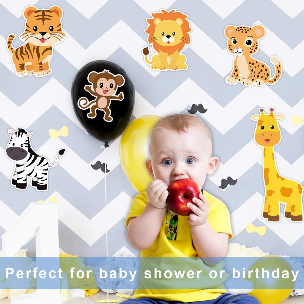 Zoo Animal Cutouts for Baby Shower Birthday Bulletin Board 21 Count