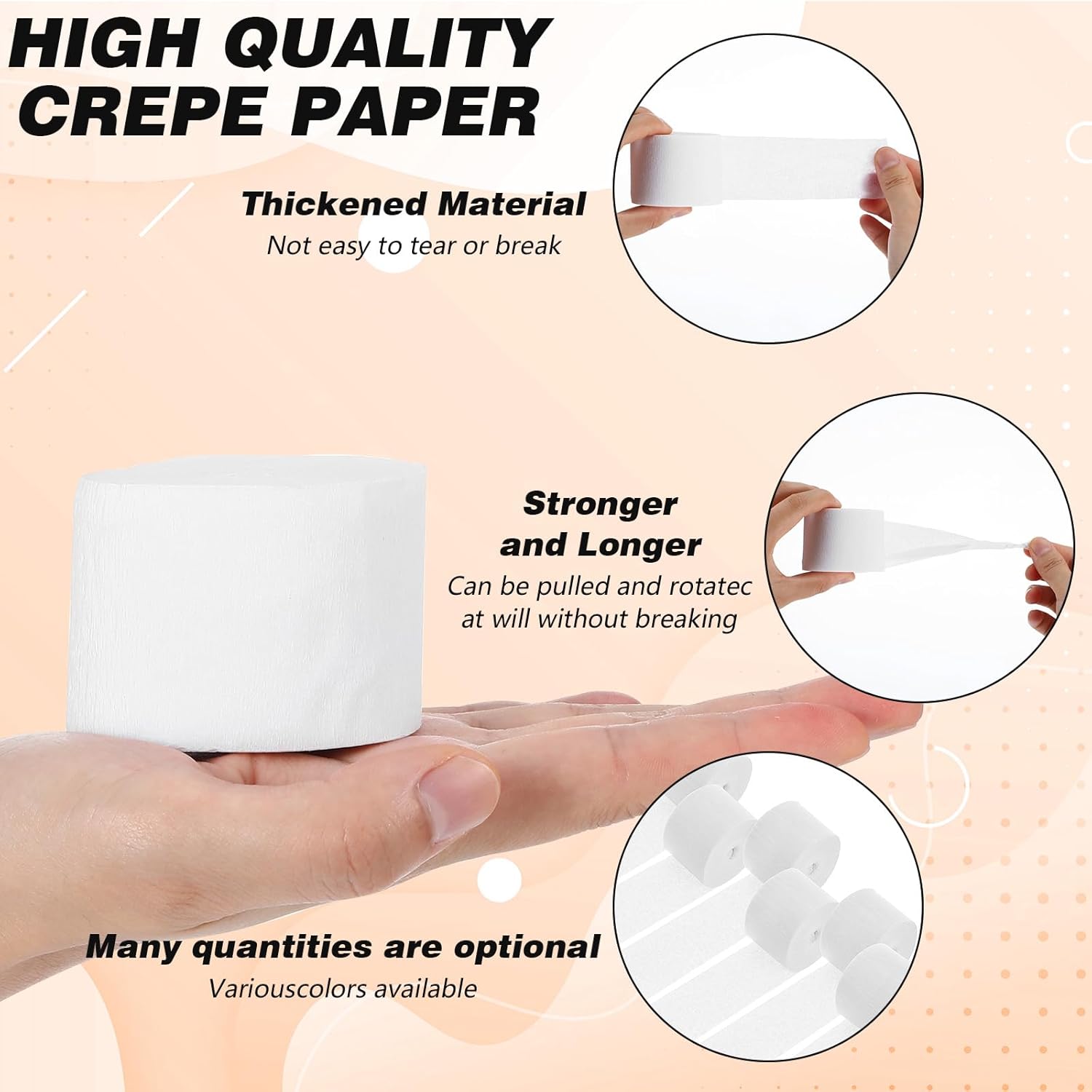 Cobee Crepe Paper Streamers 6 Rolls White