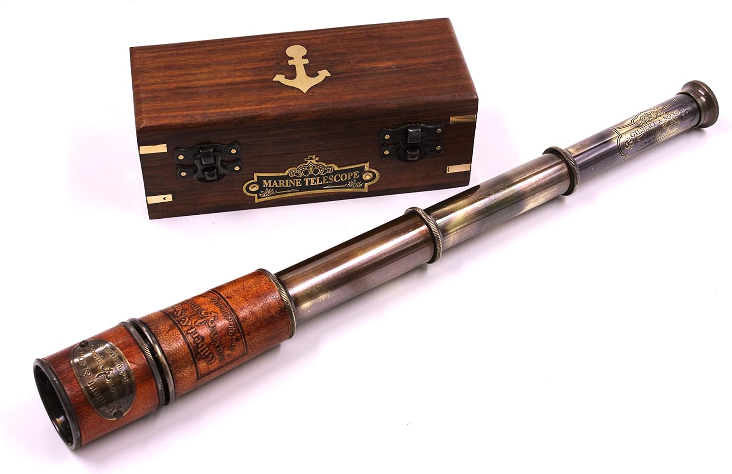 Handcrafted Brass Nautical Telescope with Box