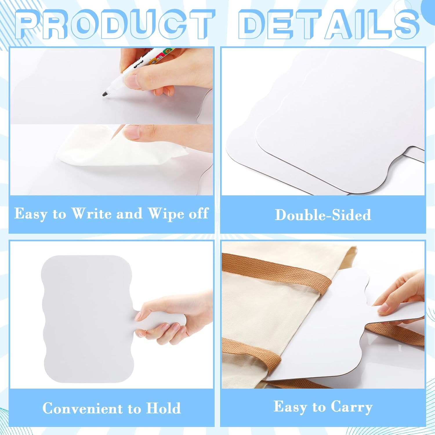 Seajan 200 Pcs Dry Erase Answer Paddles Double Sided