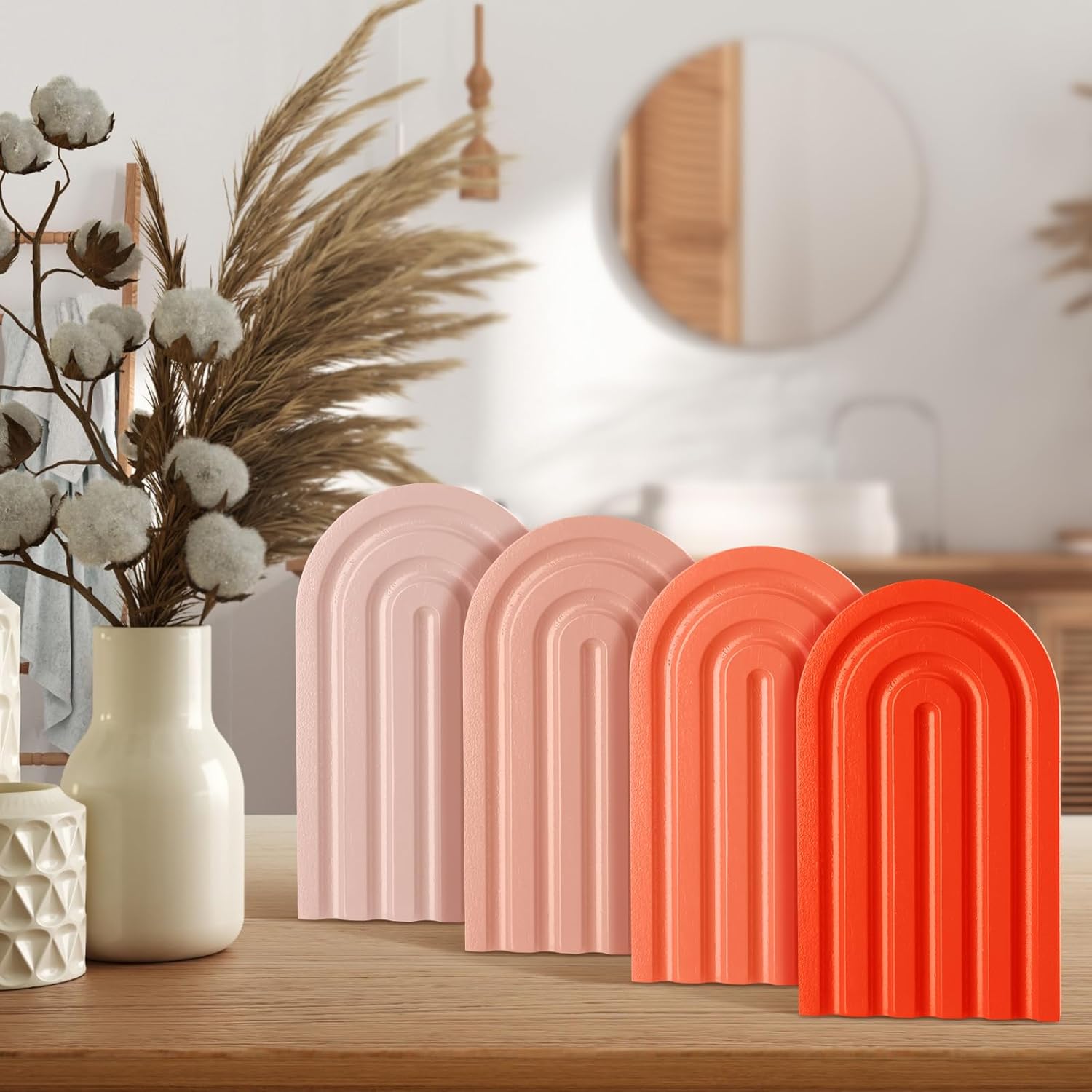 Harloon 4 Pcs Rainbow Boho Bookends for Shelves