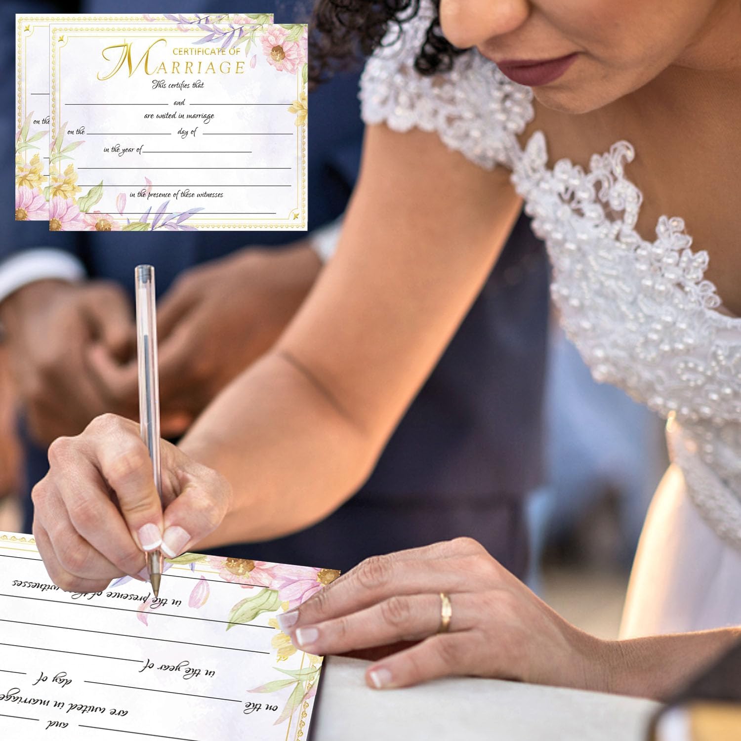 25 Pcs Gold Foil Wedding Certificates 11x85 Inch Blank Ceremony Paper