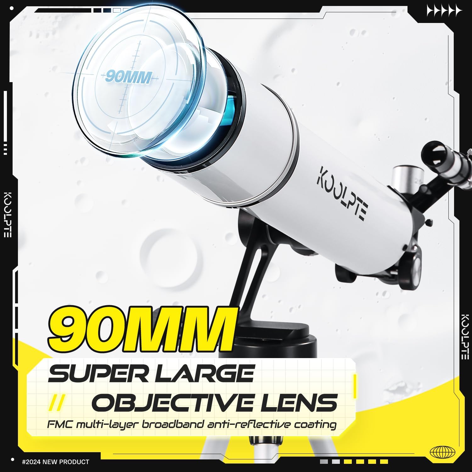 Koolpte 90mm Aperture Telescope with AZ Mounting Base and Phone Adapter