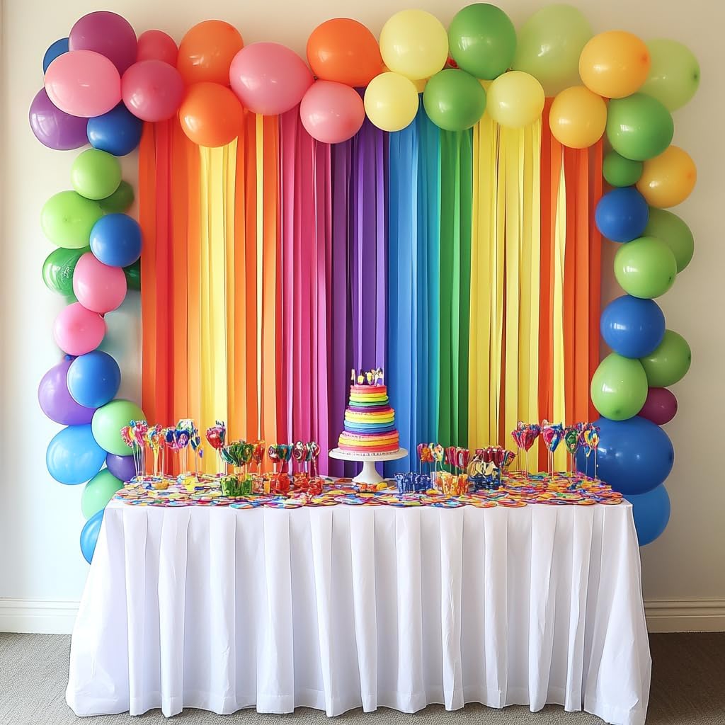 8 Crepe Paper Streamers Rolls 656ft Rainbow Party Decor