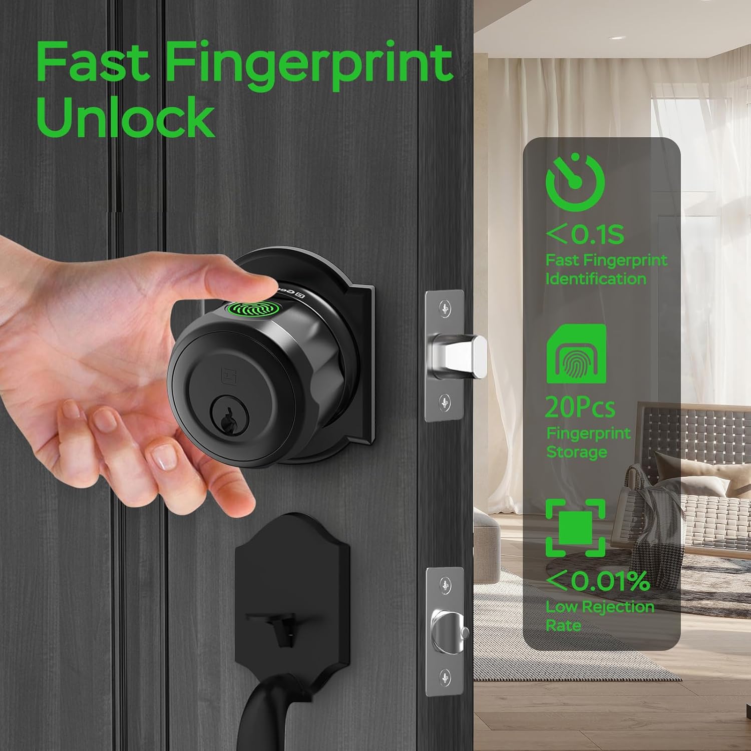 GeekTale Smart Deadbolt Door Lock with Biometric Fingerprint and App Control