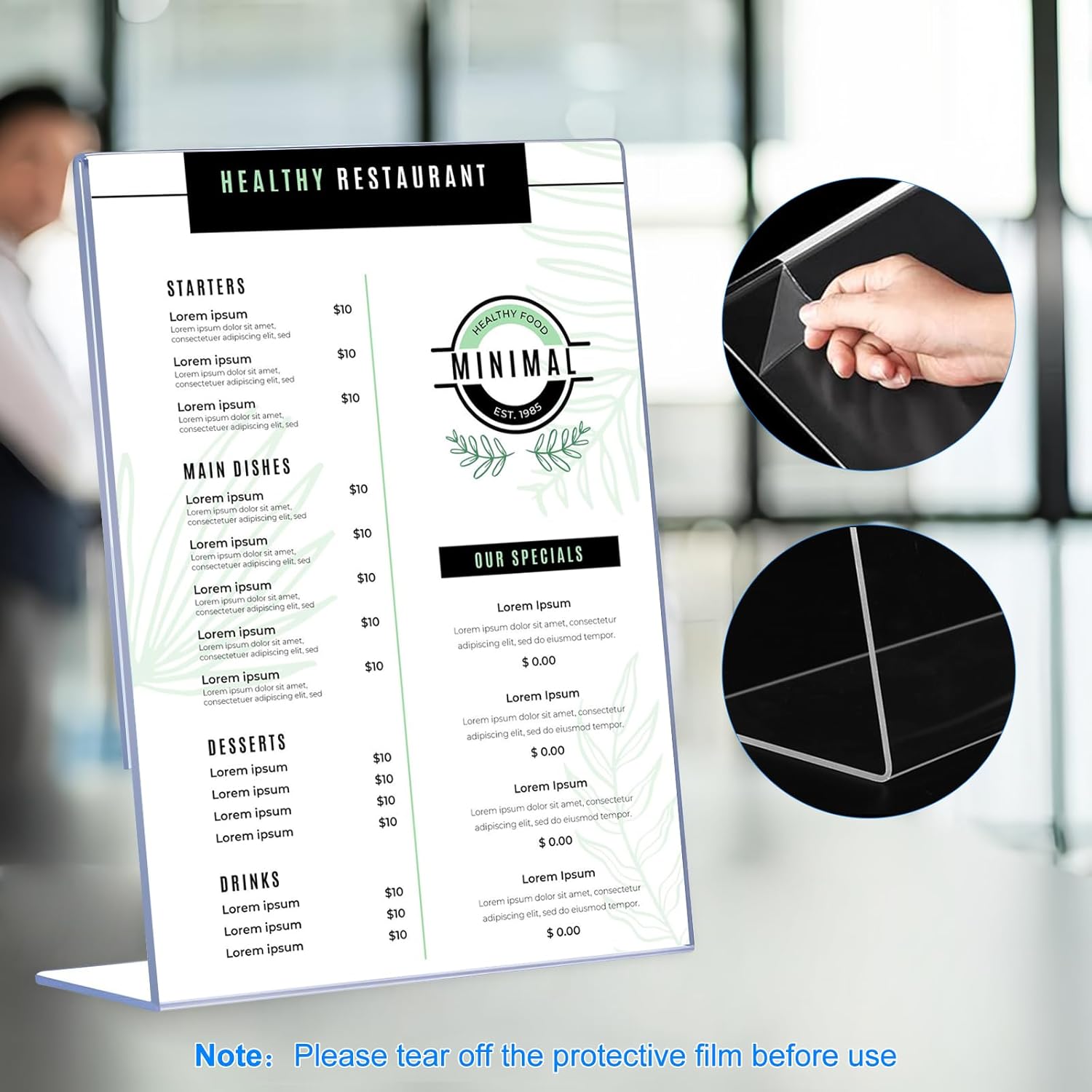 6 Pack Slanted Back Acrylic Sign Holders 4x6 for Business Use