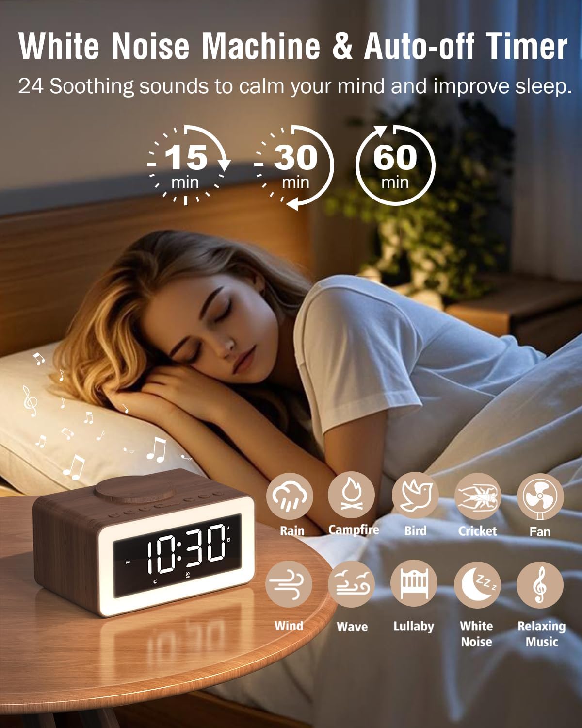 Bitswolee All-in-One Alarm Clock with Wireless Charging