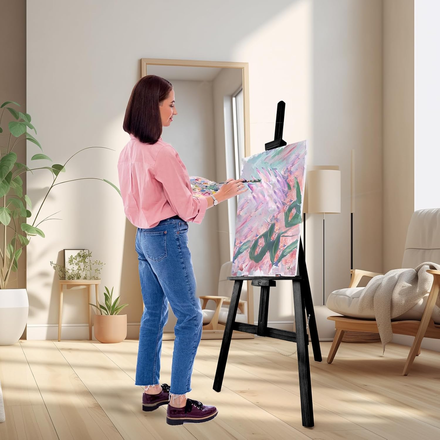 Vaste Large Adjustable Wooden Easel for Painting