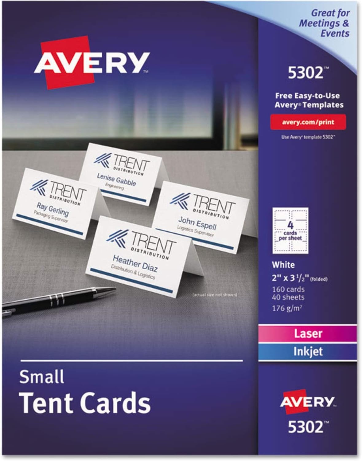 Avery Small Tent Cards 2x35 White Box of 160