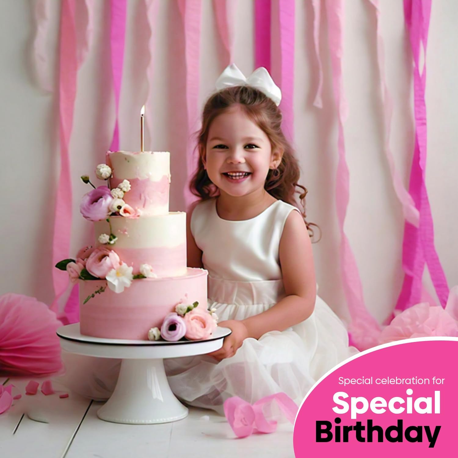 6 Crepe Paper Streamer Rolls Pink White Party Decorations