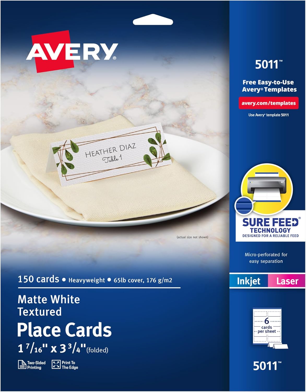 Avery 150 Blank Tent Cards with Sure Feed Technology