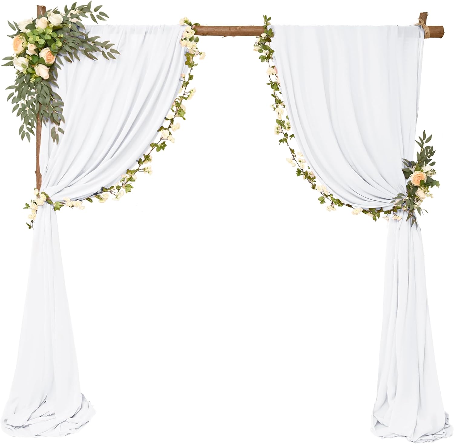 4 Panels Chiffon Wedding Arch Drapes White 20ft x 28in