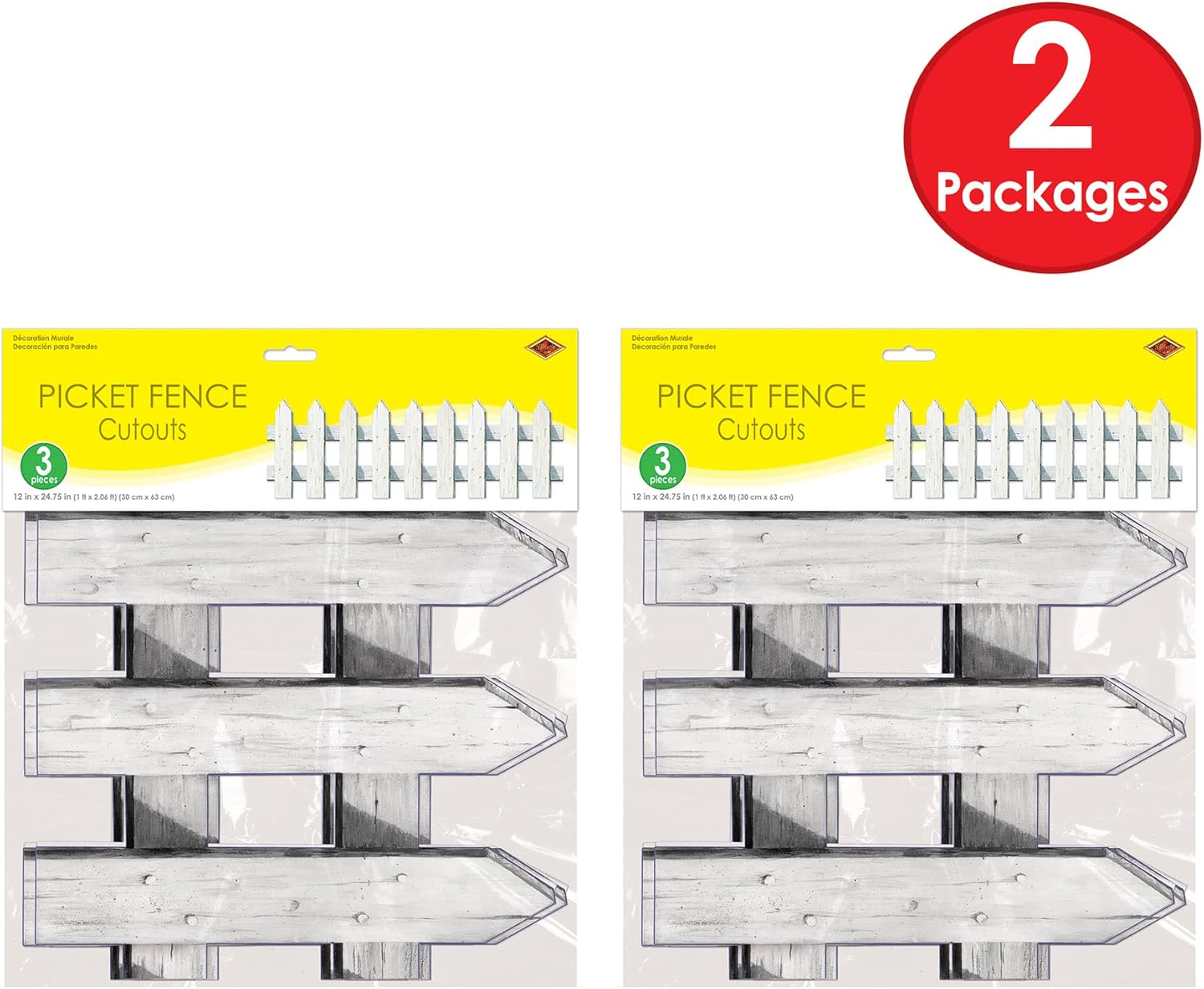 Beistle 6 Piece White Picket Fence Border Decorations
