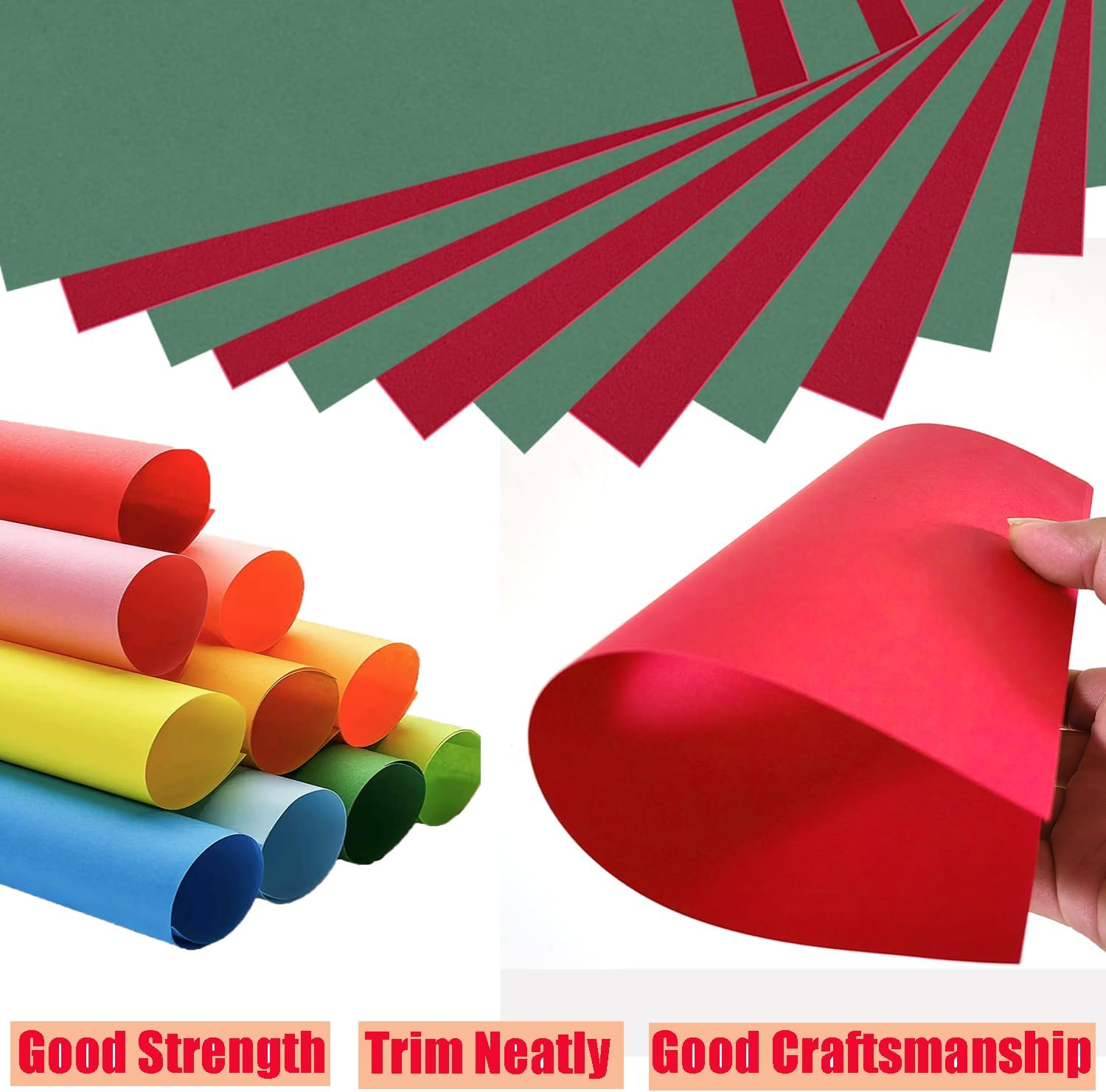 Baisunt 20 Sheets Red and Dark Green Cardstock for Christmas DIY Crafts