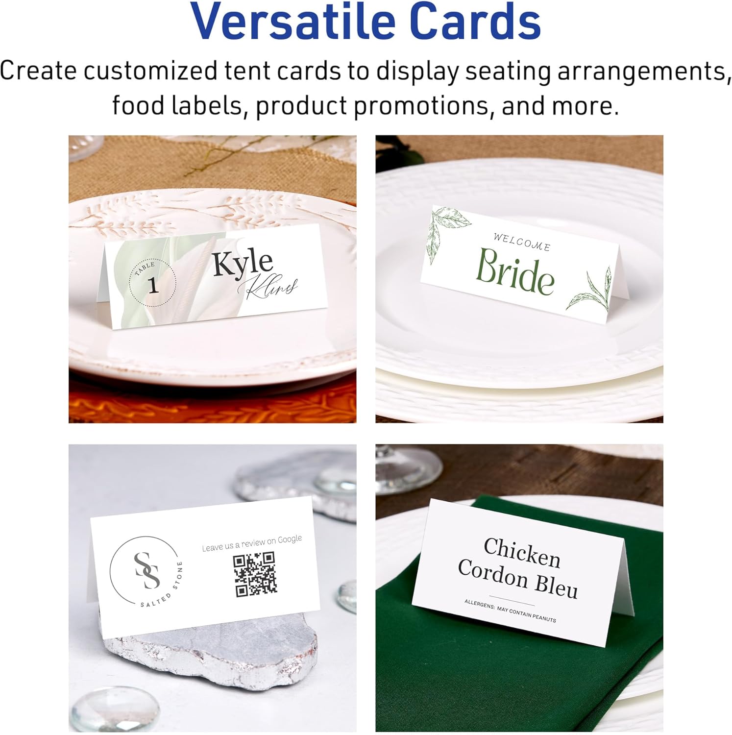 Avery Rectangle Place Cards 1-716 x 375 Matte White 150 Total