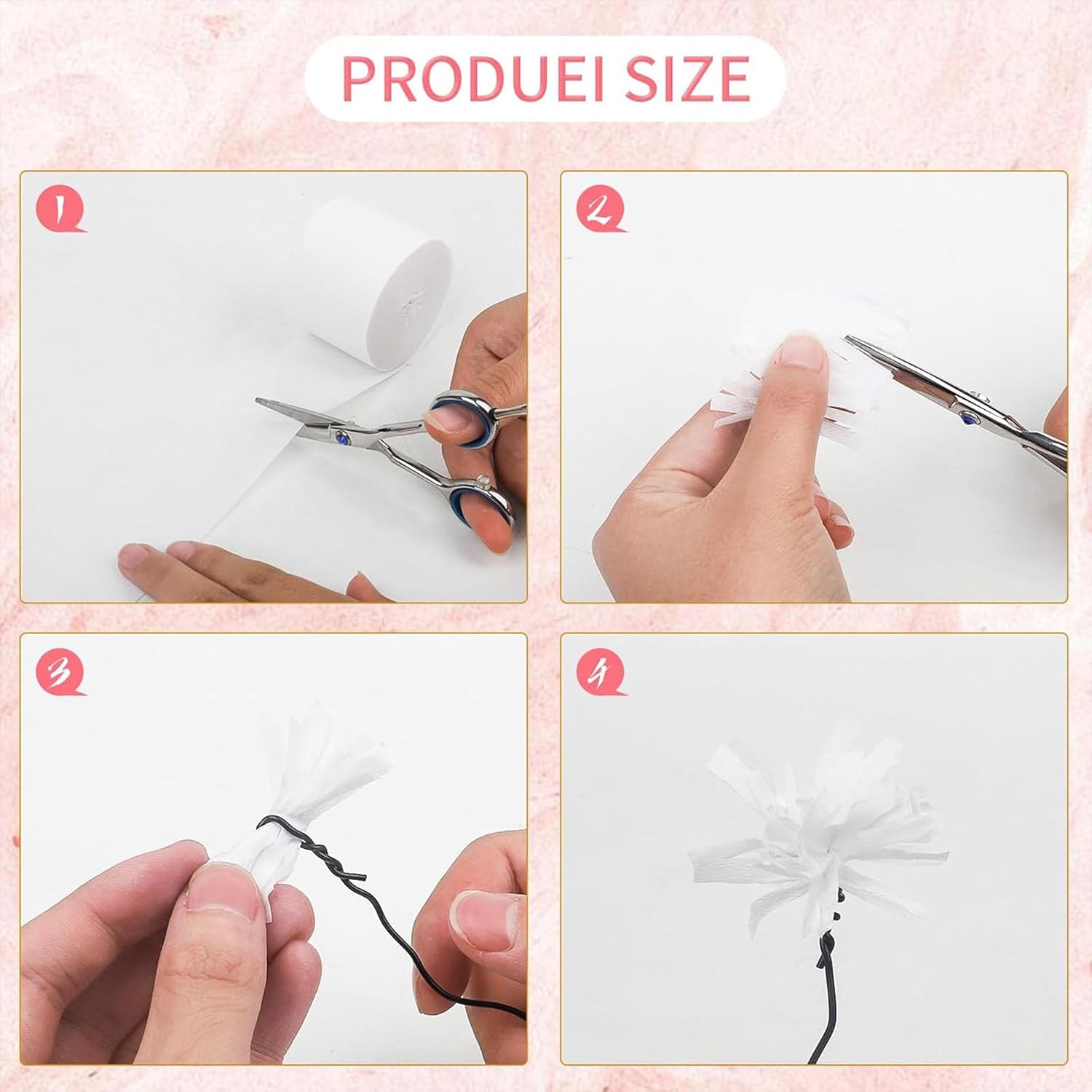 Xiksxitn 6 Rolls White Crepe Paper Streamers