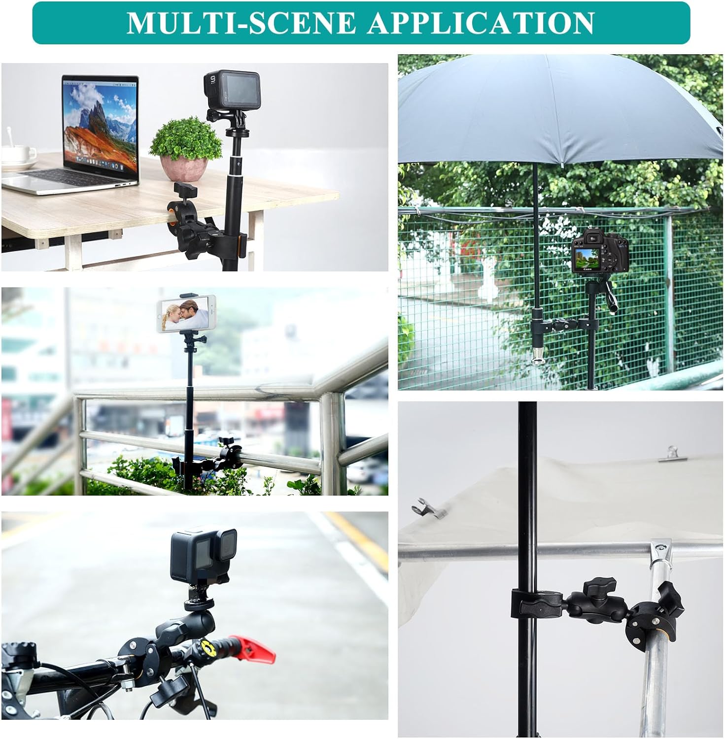 Super Double Clamp Camera Mount with Rotatable Adapter