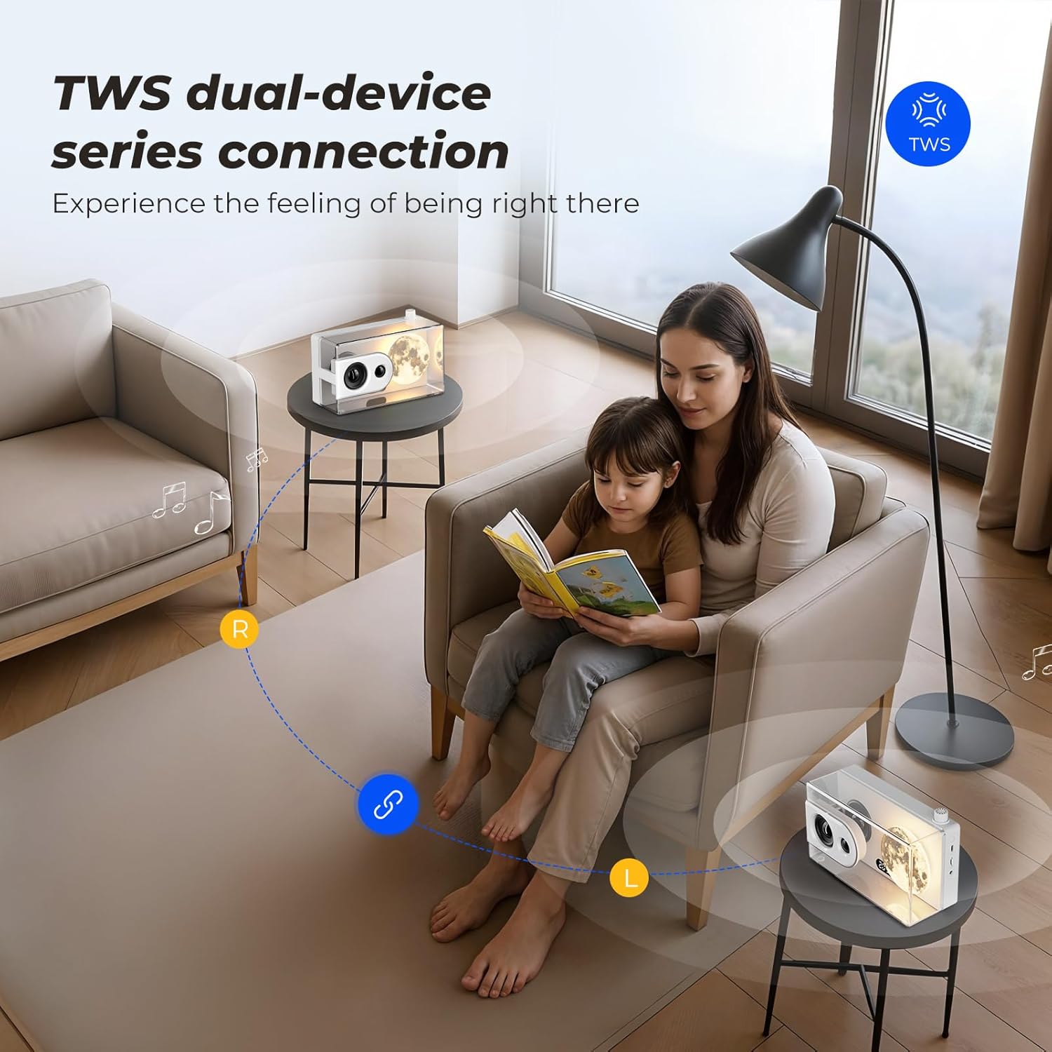 Portable Bluetooth Speaker with Lights and Subwoofer