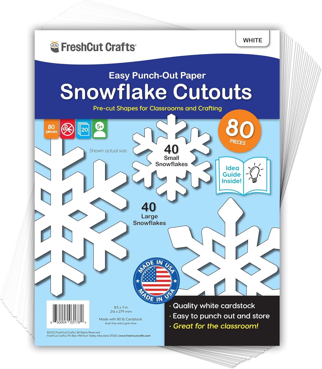 80 Pieces Snowflake Paper Cutouts with Idea Guide