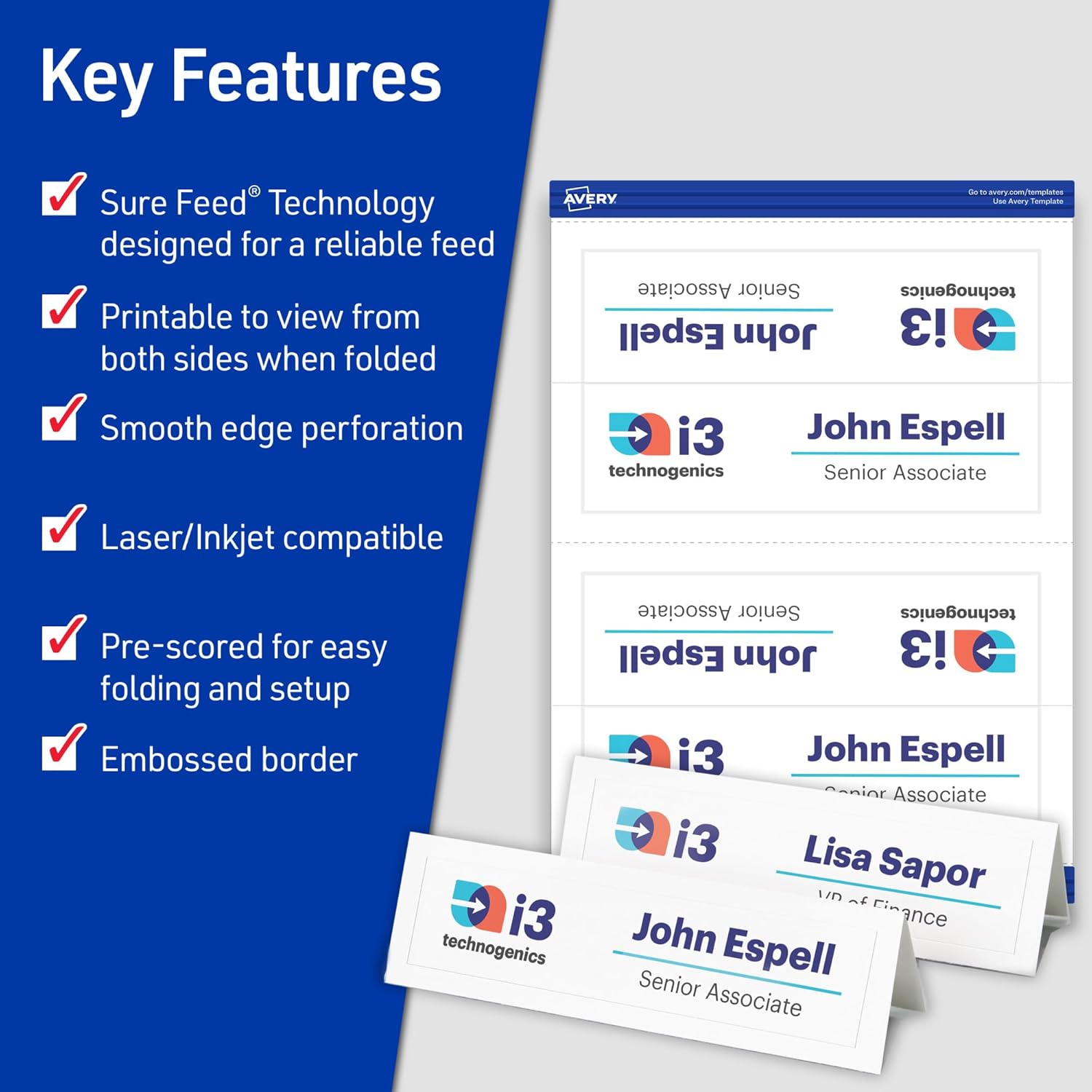 Avery 2-12 x 8-12 Inch Tent Cards with Sure Feed Technology