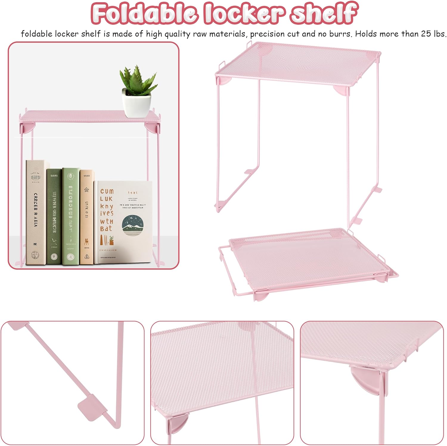 Pink Locker Accessories with Shelf Mirror and Whiteboard