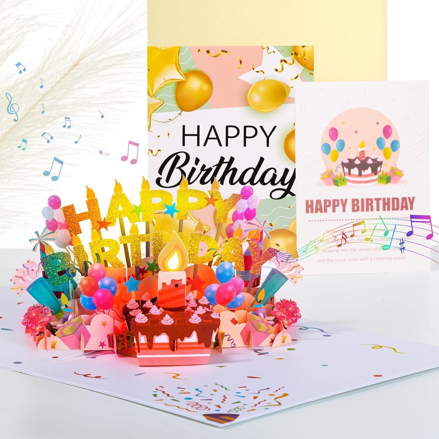 Lupow 3D Pop Up Musical Birthday Card with Lights