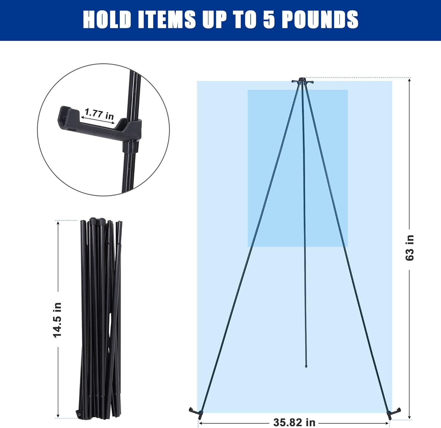 63 Portable Metal Easel Stand - Black