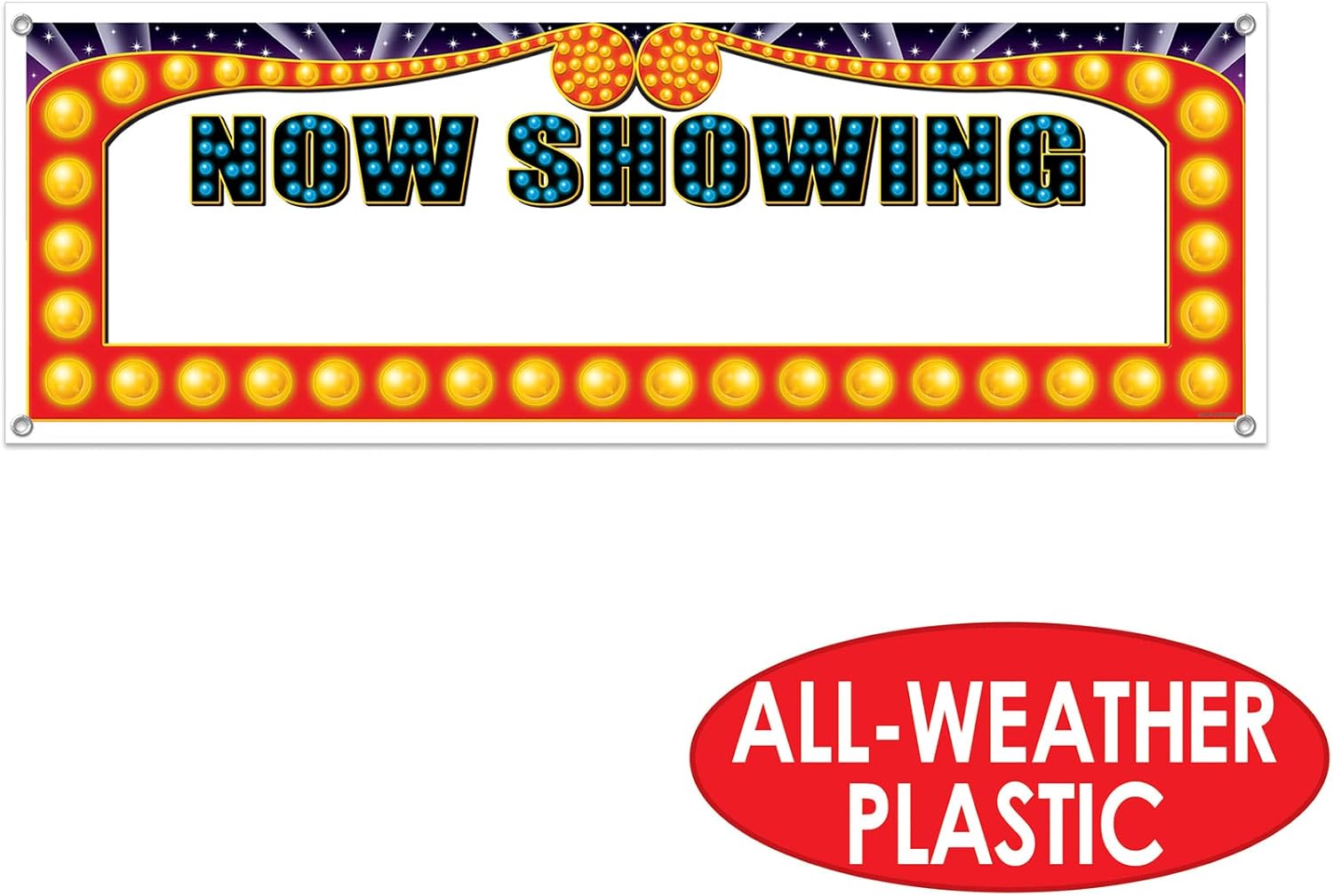 Now Showing Blank Sign Banner for Parties 1 Count