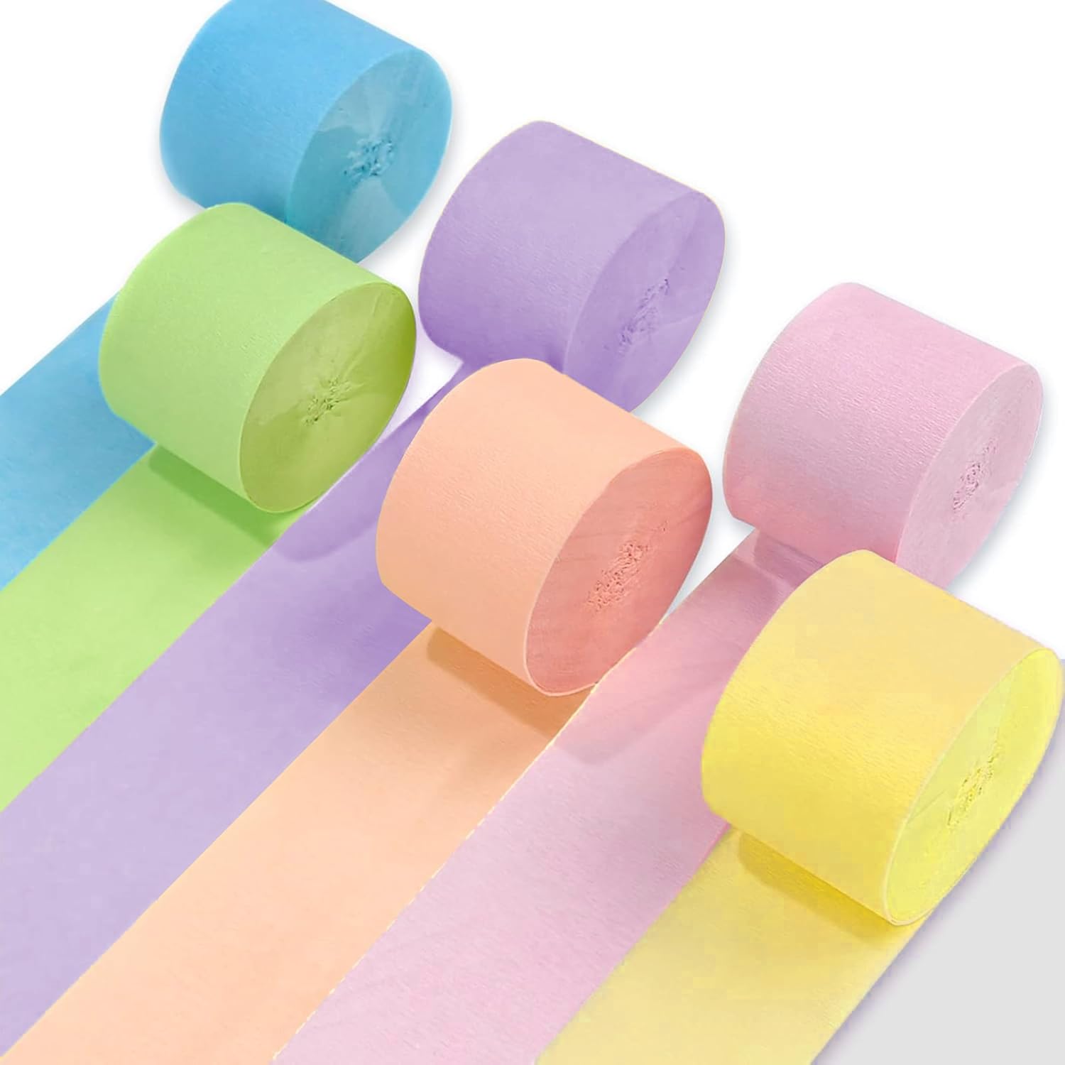 Crepe Paper Streamers 6 Rolls Pastel Rainbow