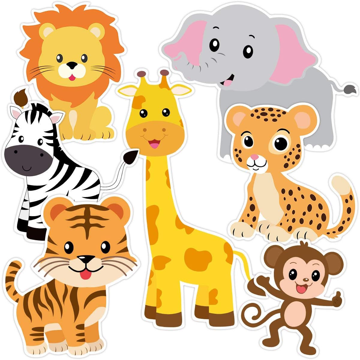 Zoo Animal Cutouts for Baby Shower Birthday Bulletin Board 21 Count