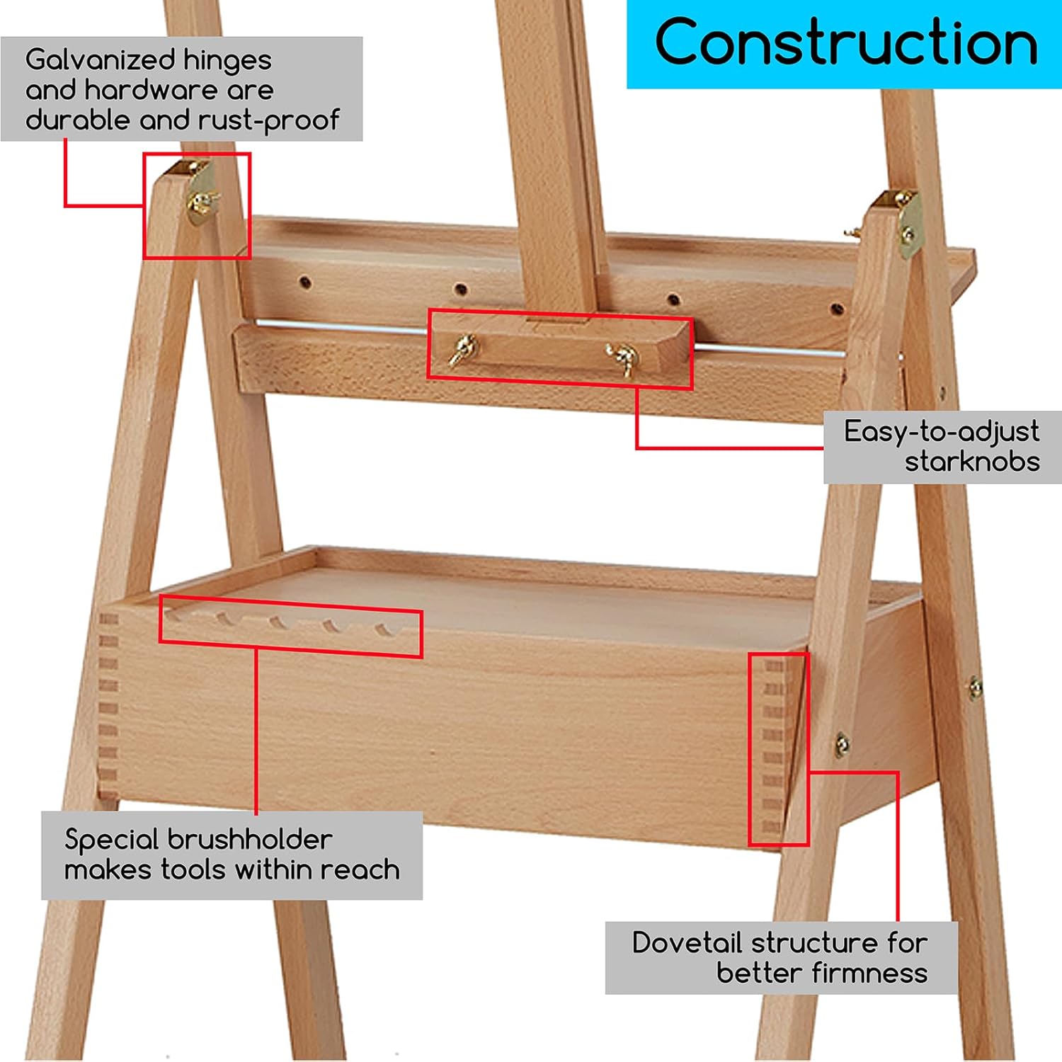 MEEDEN Adjustable Easel with Storage Drawer