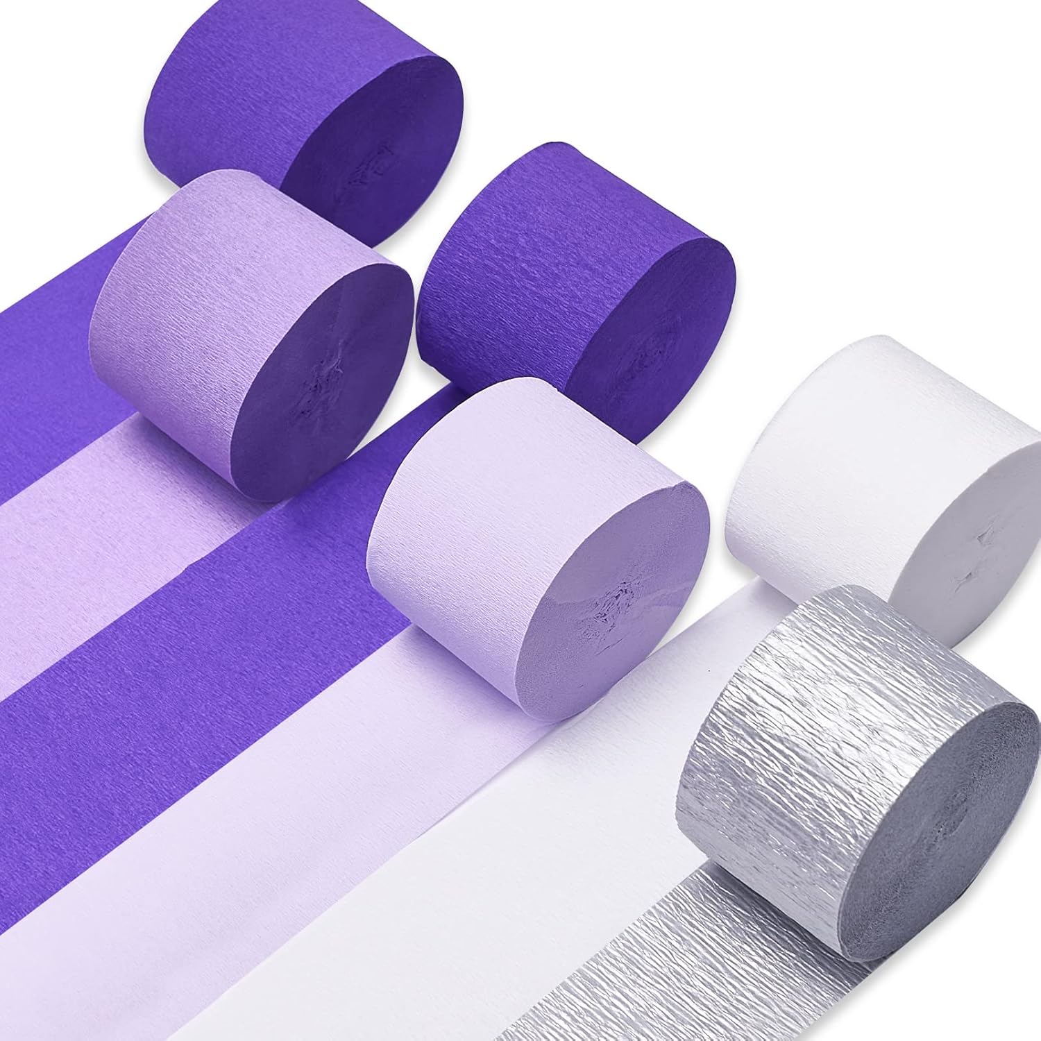 PartyWoo Purple Crepe Paper Streamers 6 Rolls 492 Feet Pack