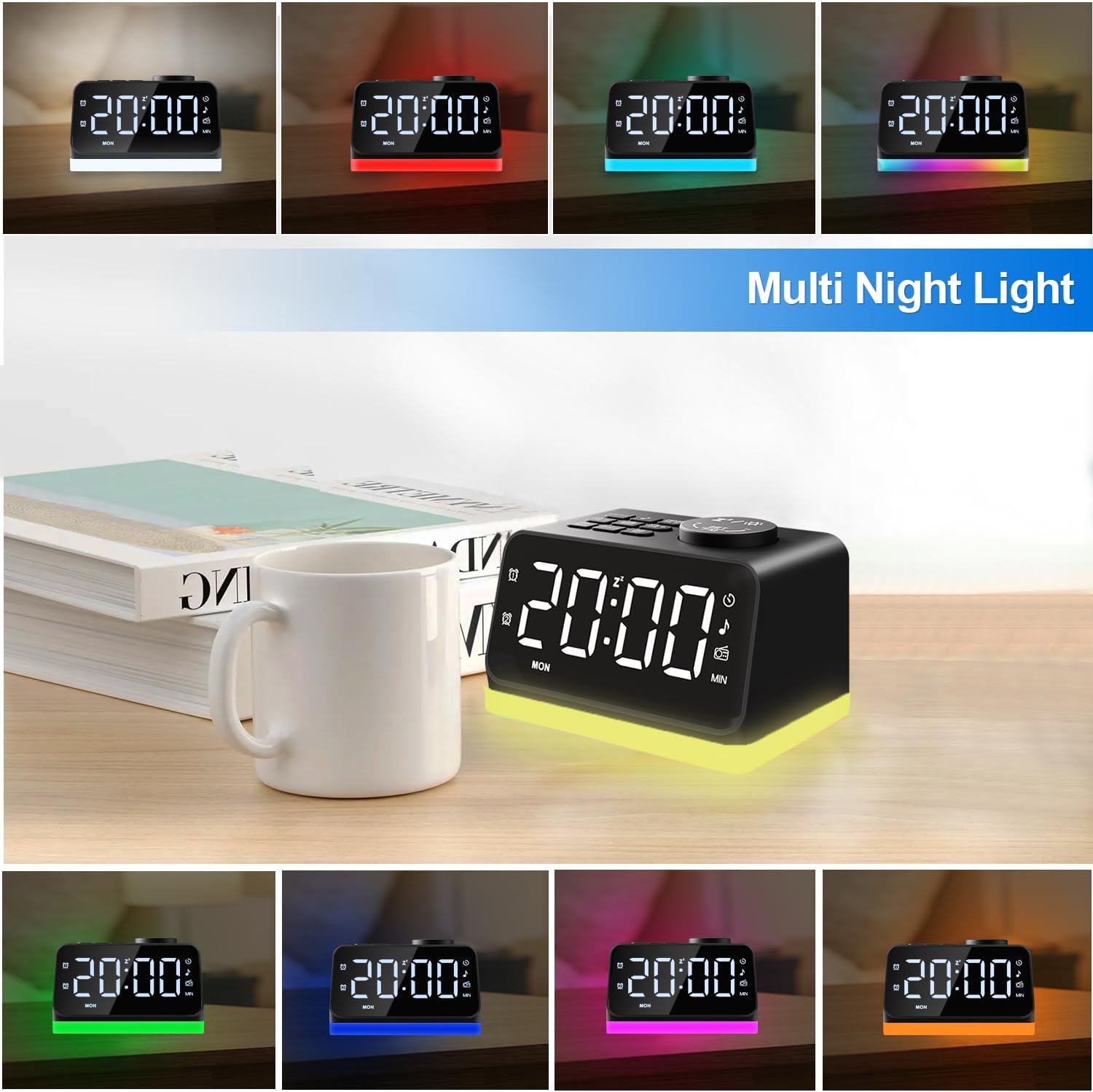 JALL Digital Alarm Clock with FM Radio and Night Light