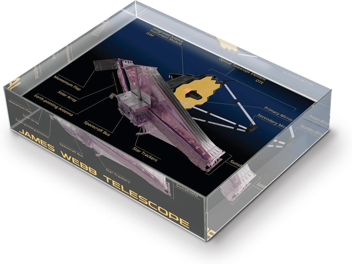 Infusion James Webb Space Telescope Crystal Paperweight with Info Card Gift Set