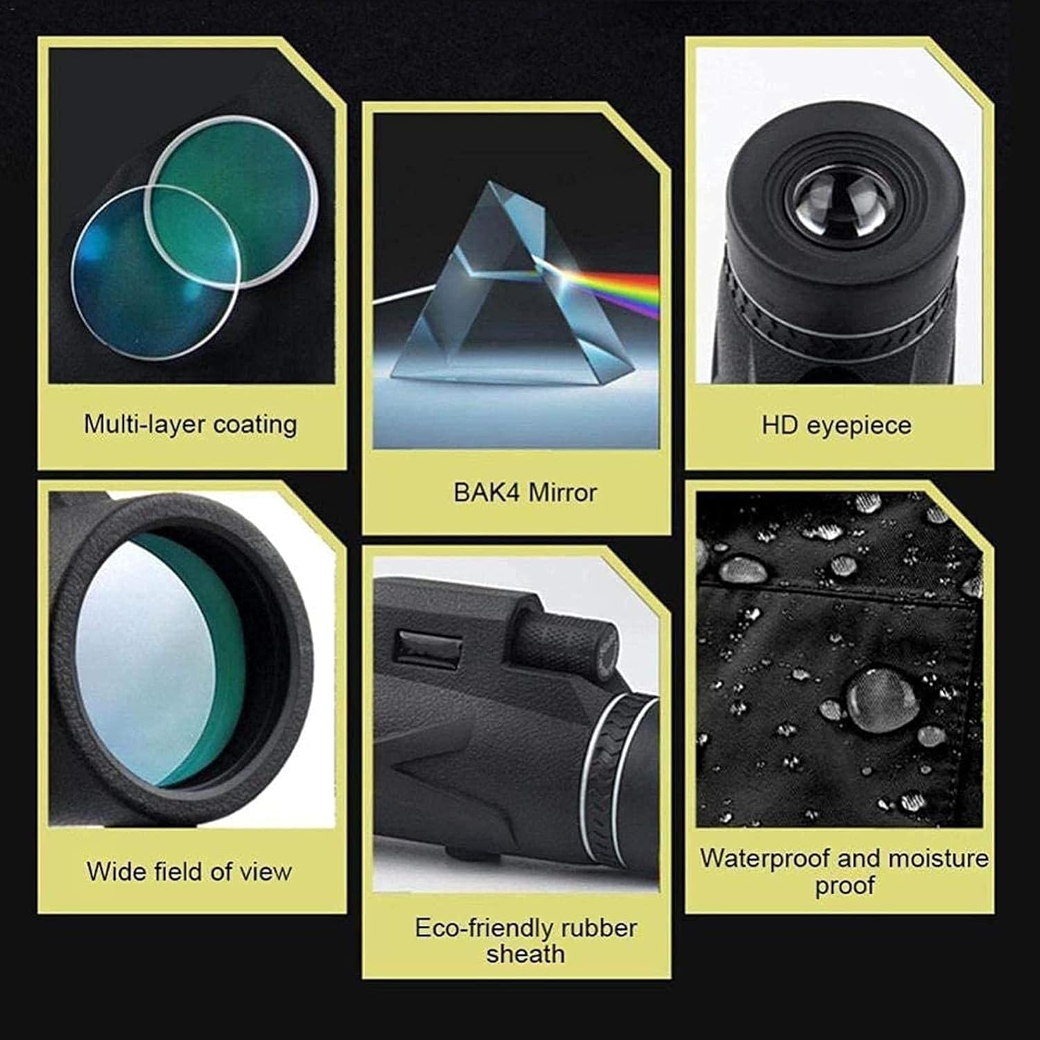 80X100 Magnification Waterproof Camping Monocular Telescope