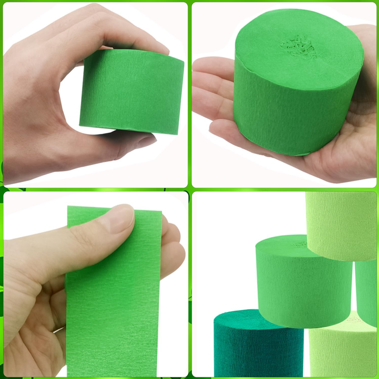 PheiLa Green Crepe Paper Streamers 6 Rolls 492ft