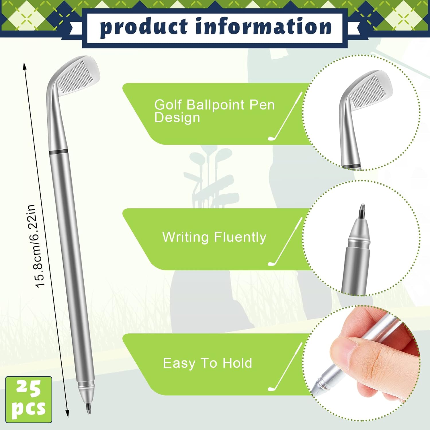 Yaomiao 25 Piece Golf Ballpoint Pen Set