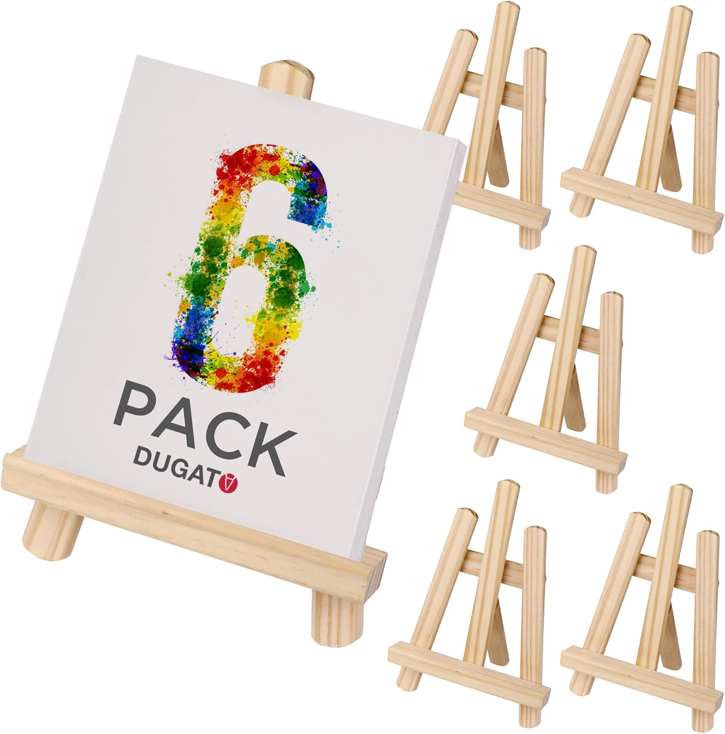 DUGATO 8-inch Mini Wood Easel Set 6 Pack
