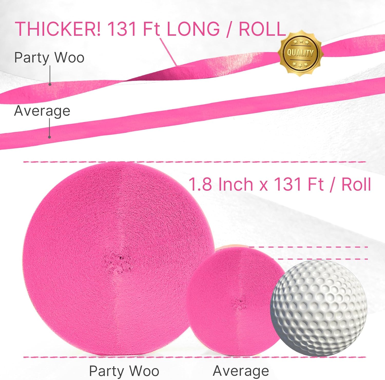 PartyWoo Extra Large Crepe Paper Streamers 3 Rolls 393ft